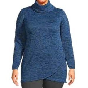 Women's Plus Size Sweater Fleece Tunic Cowl Neck Pullover (Lands End 3X)